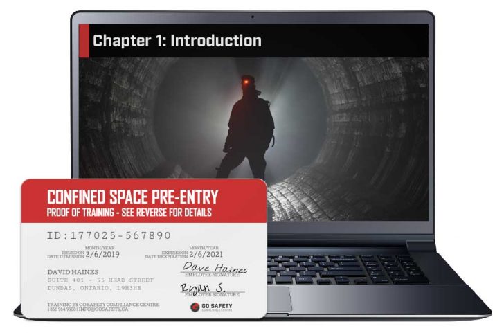 Screen shot and Certificate from the Confined Spaces Pre-Entry Training Course