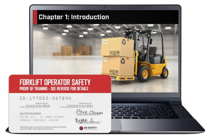Screen shot and Certificate from the Forklift Operator Safety Course